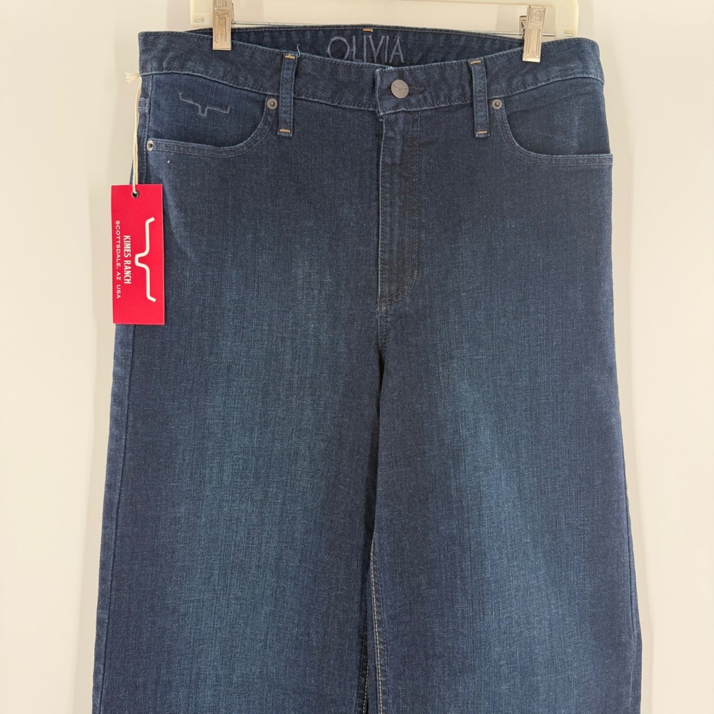 Kimes Ranch Olivia Wide Leg Jeans Dark Wash High Rise Western Denim 14/36 NEW